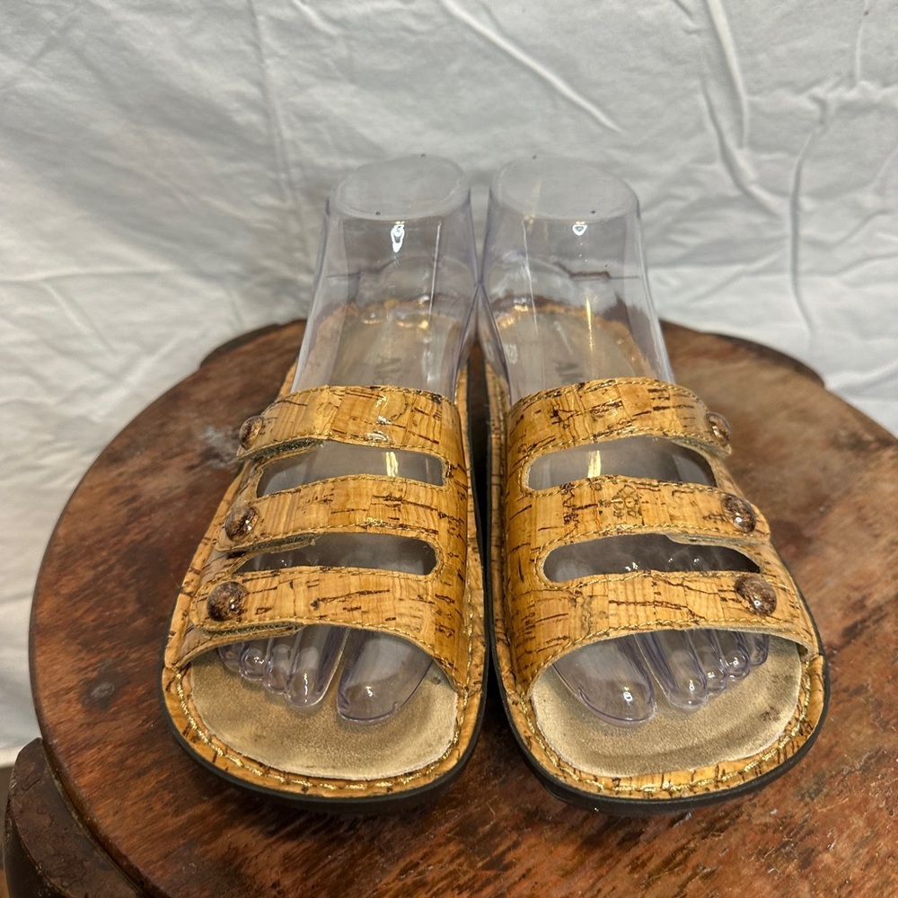 Alegria Fiona Tan Cork Look Comfort Slide Sandals F10-418 Women's EUR 37 - Picture 4 of 10